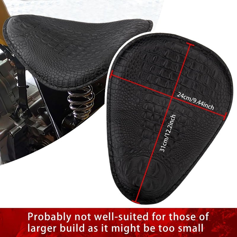 KICRY Leather Motorcycle Solo Seat Springs Mounting Bracket Kit Compatible with Harley Honda Yamaha Kawasaki Suzuki Sportster Bobber Chopper Custom Application (Crocodile Black) - Image 5